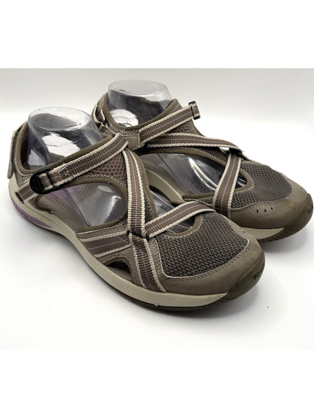 Teva Ewaso Hiking Sandals Women Sz 11 Gray Purple Closed Toe Trail Water Shoe